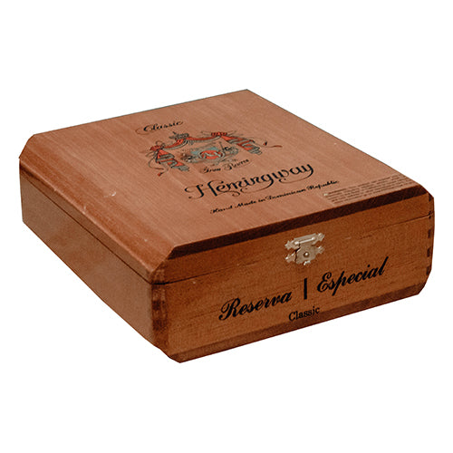 Cigar box, empty, paper covered wooden one