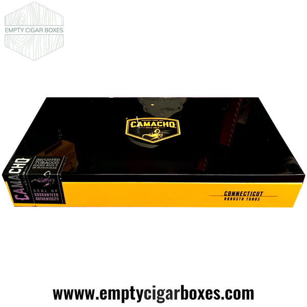 Camacho Ferrari Yellow High Gloss Finish Empty Cigar Box
